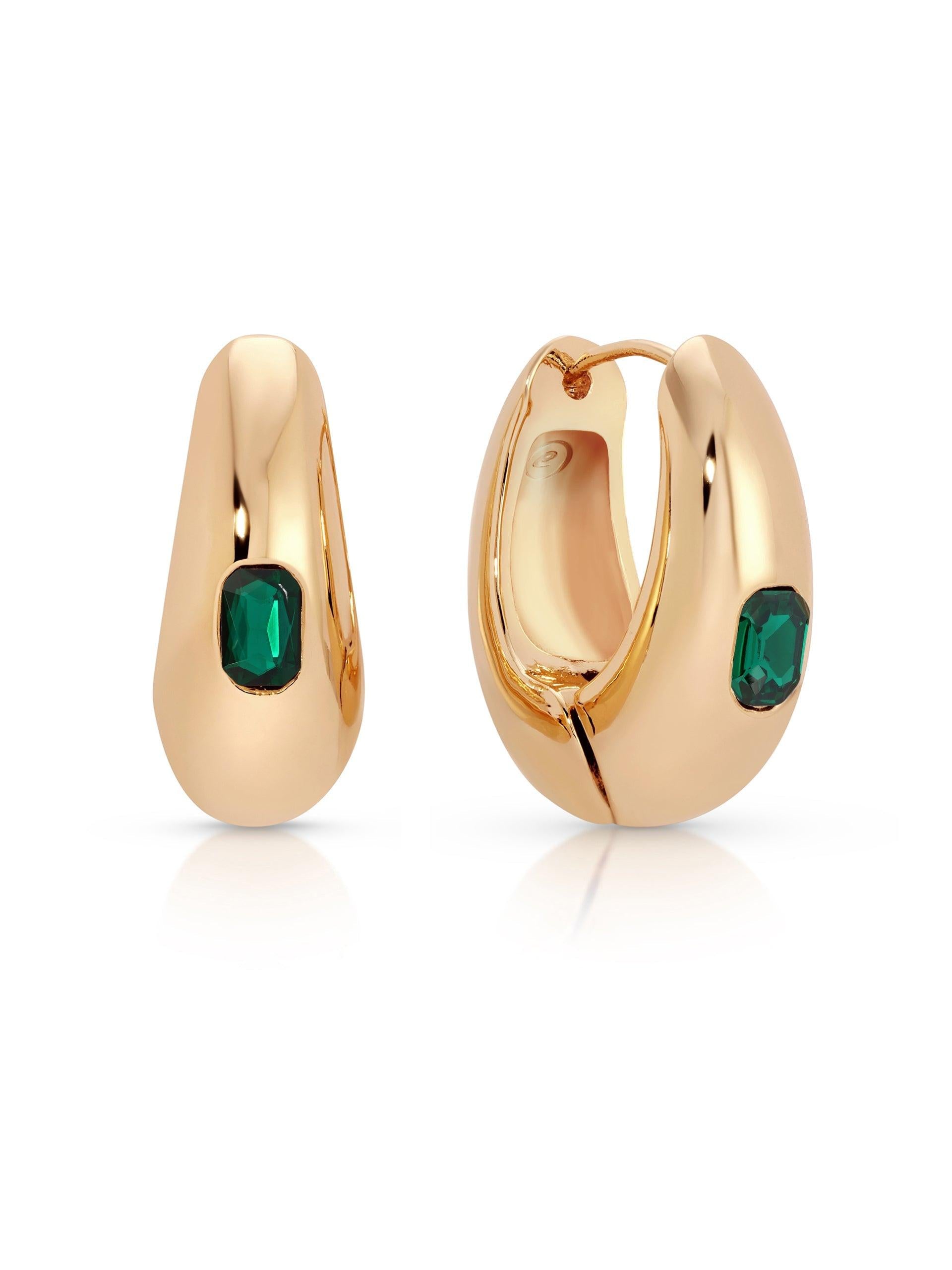 Emerald Deco Hoops - Flying Tomato - Earrings - Ettika
