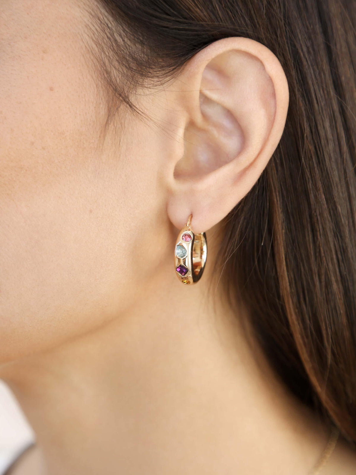 Lively Rainbow Crystal Hoop Earrings - Flying Tomato - Earrings - Ettika