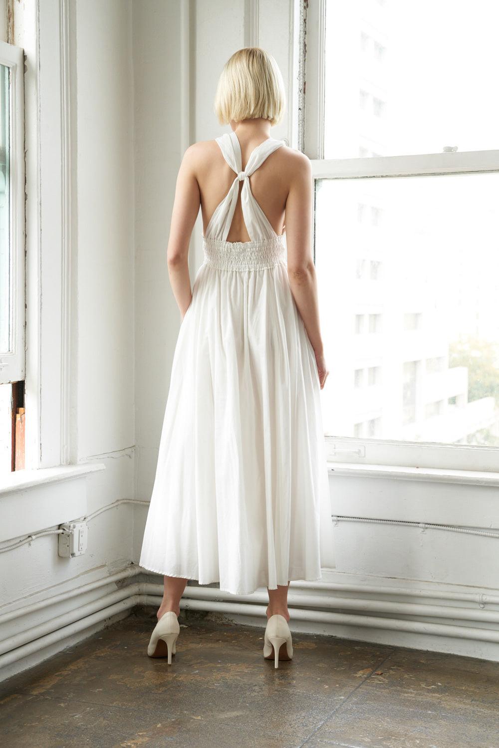 BIG CITY DREAMS WOVEN MIDI DRESS.
