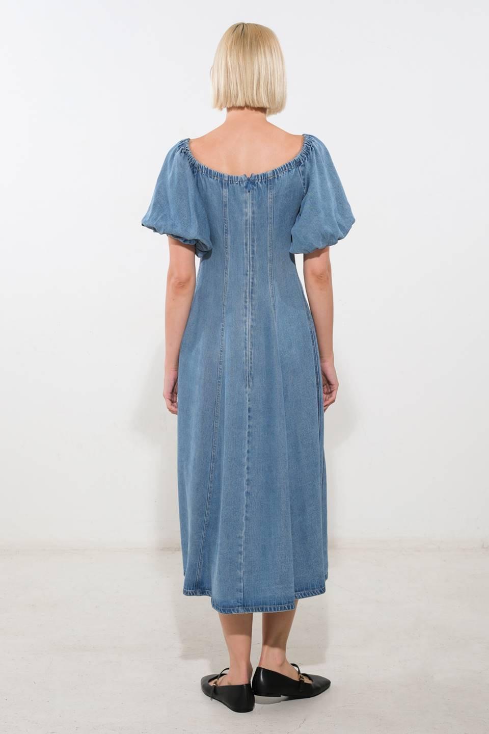 white christmas dresses Tencel Denim Shirt Midi Collared Dress with Belt, Dark Denim / Xs