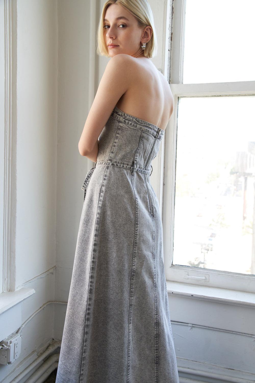 SECRET CRUSH TWILL MIDI DRESS.
