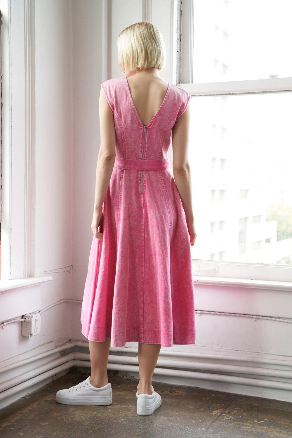 NEVER FORGET TWILL MIDI DRESS.
