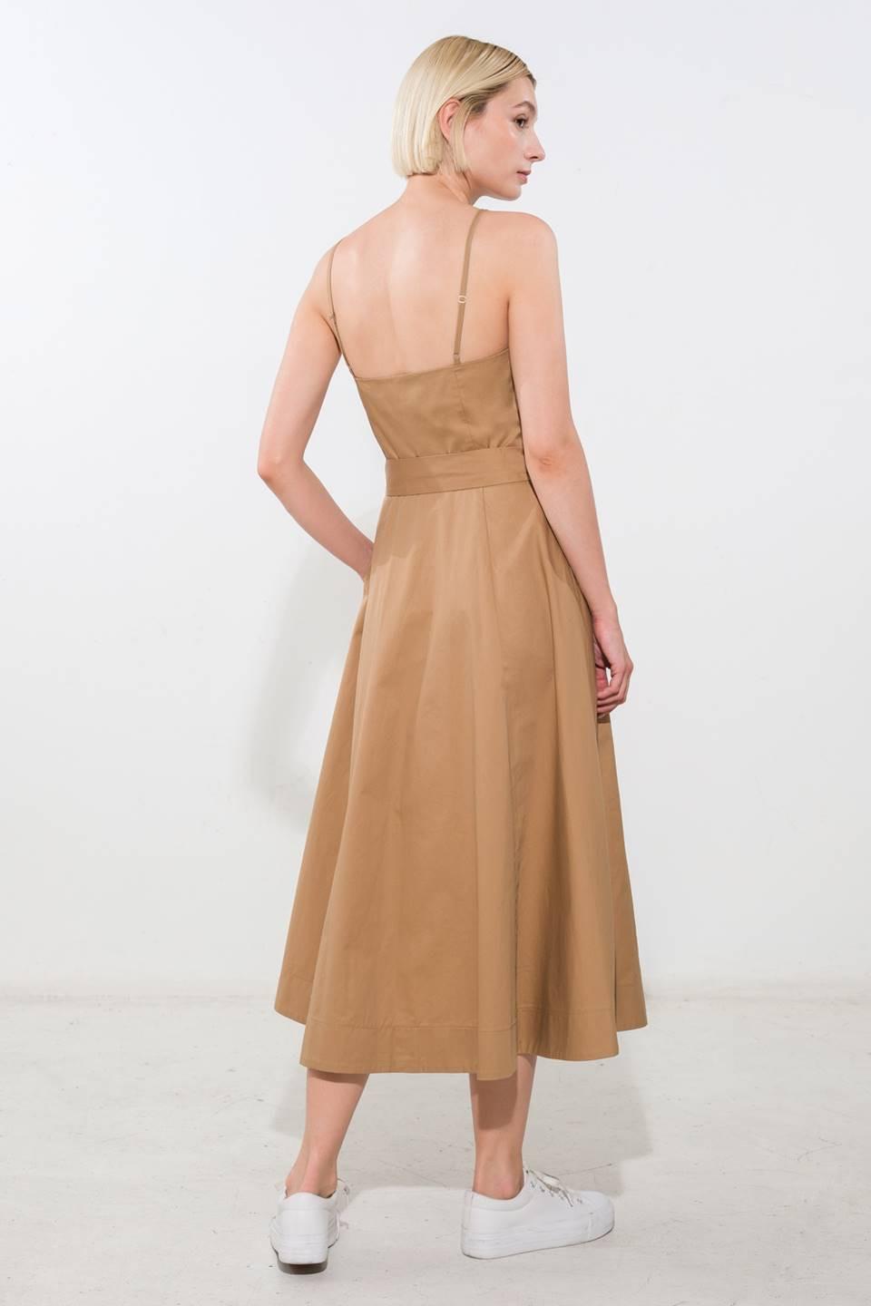 PROOF OF PERFECTION WOVEN MIDI DRESS.