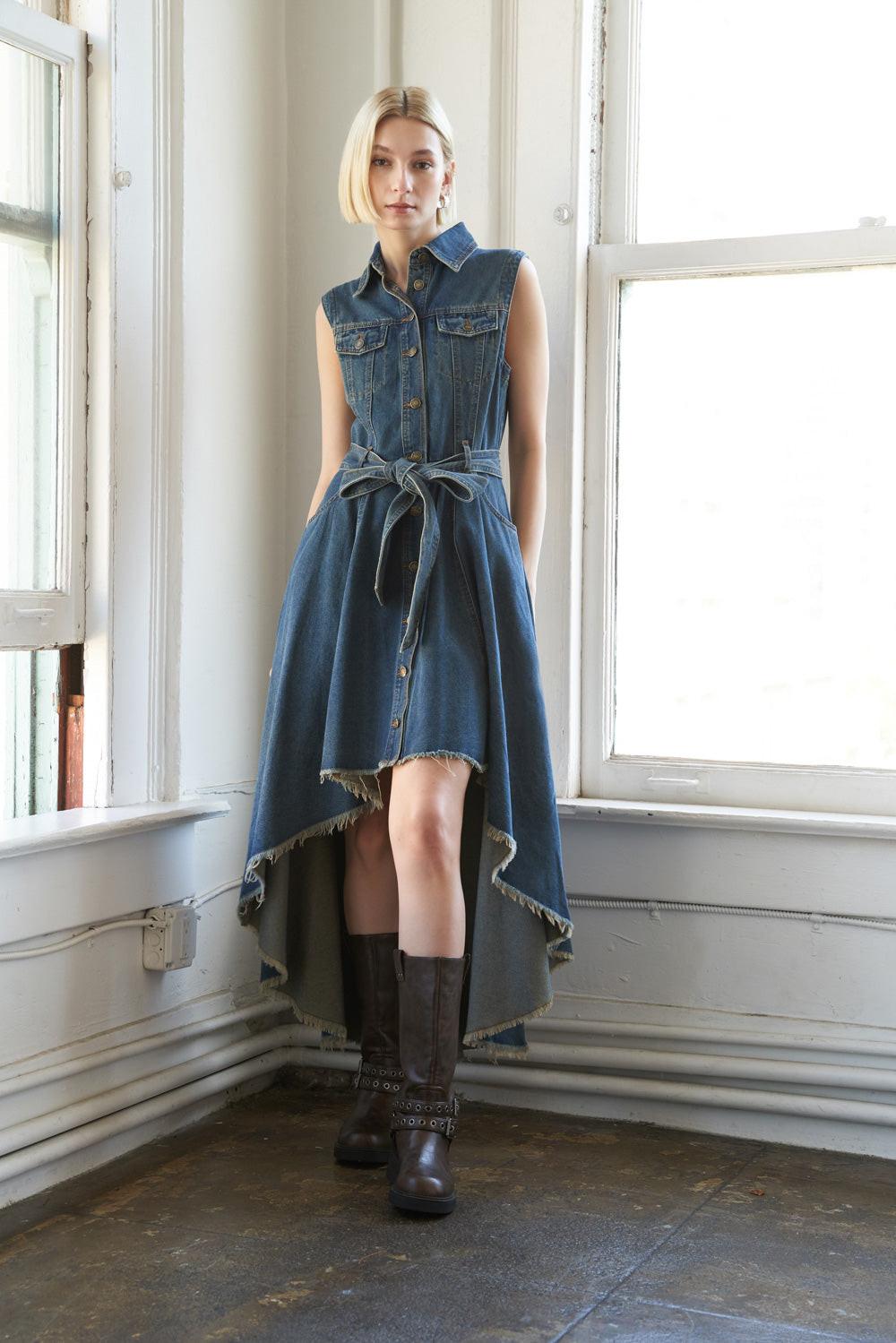 ROMANTIC ANGEL DENIM MIDI DRESS l FREEMARKET Flying Tomato ROMANTIC ANGEL DENIM MIDI DRESS l FREEMARKET Flying Tomato