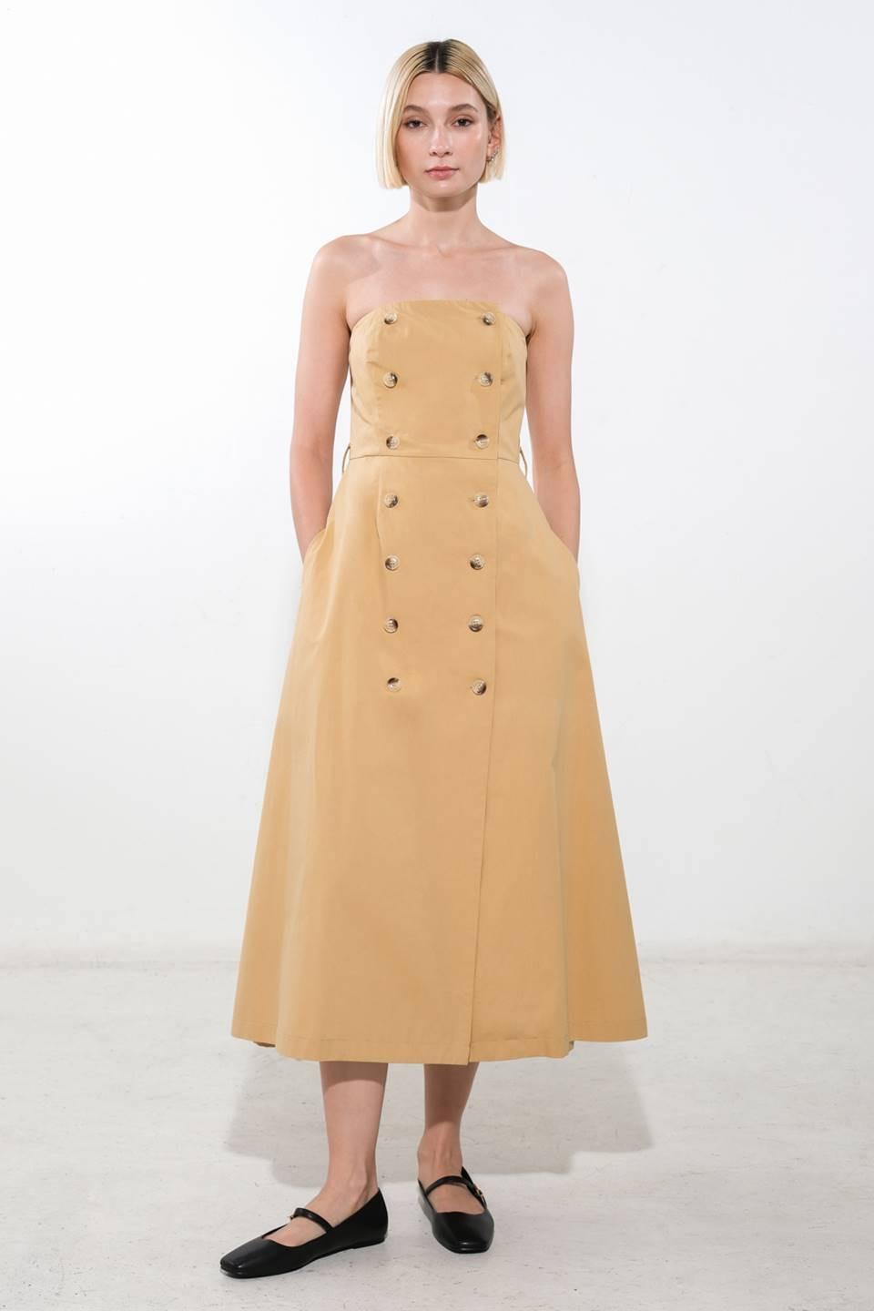 FOLLOW YOU EVERYWHERE WOVEN MIDI DRESS.