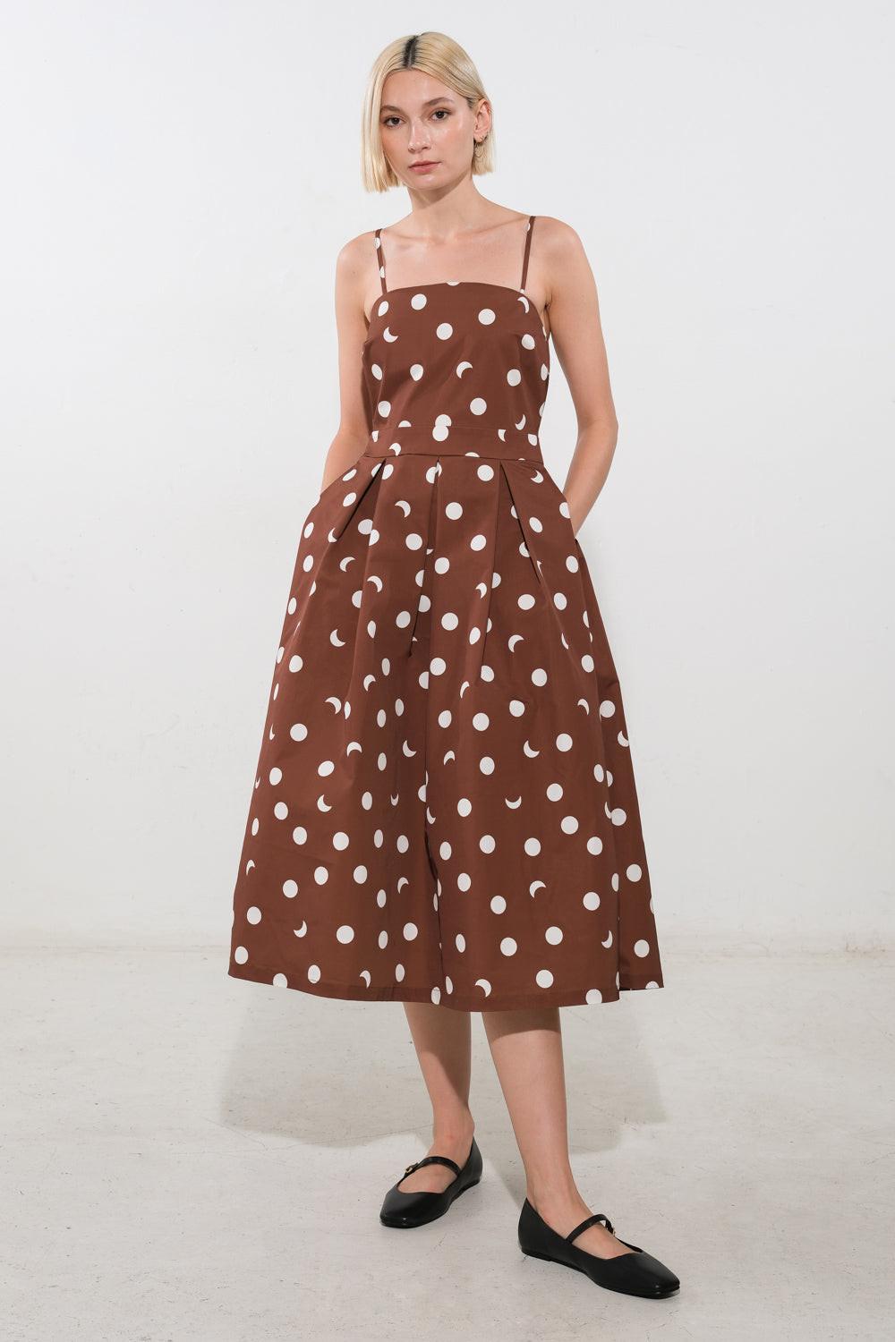 Harmony Horizon Woven Midi Dress L FREEMARKET Brown / L
