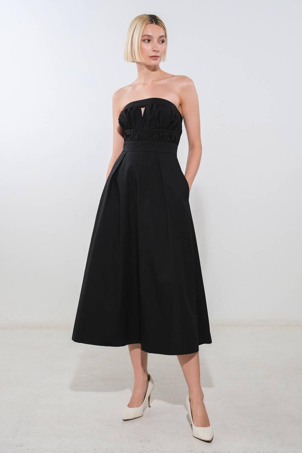 MYSTIC MUSE WOVEN MIDI DRESS.