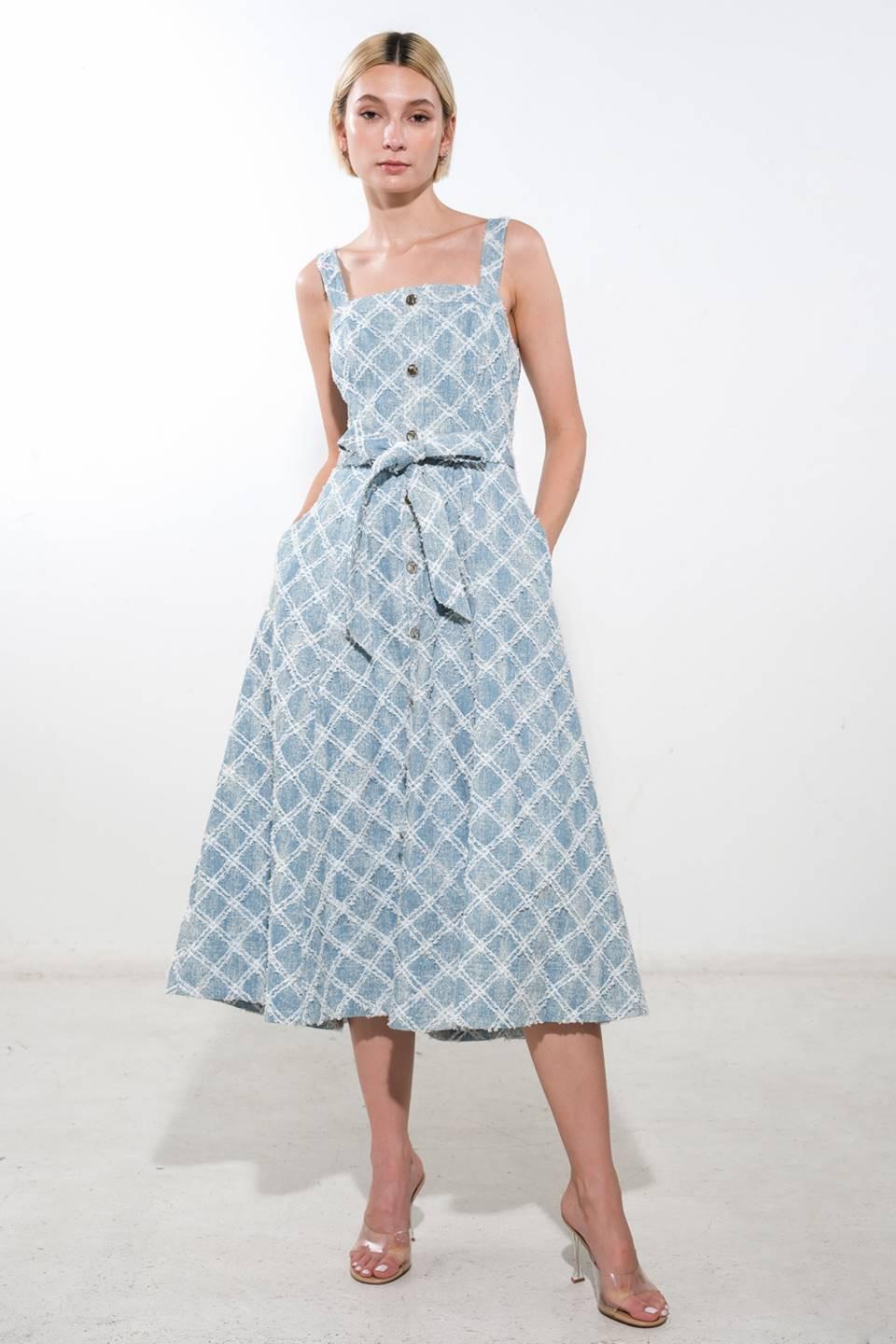 MADE TO BELIVE DENIM MIDI DRESS.