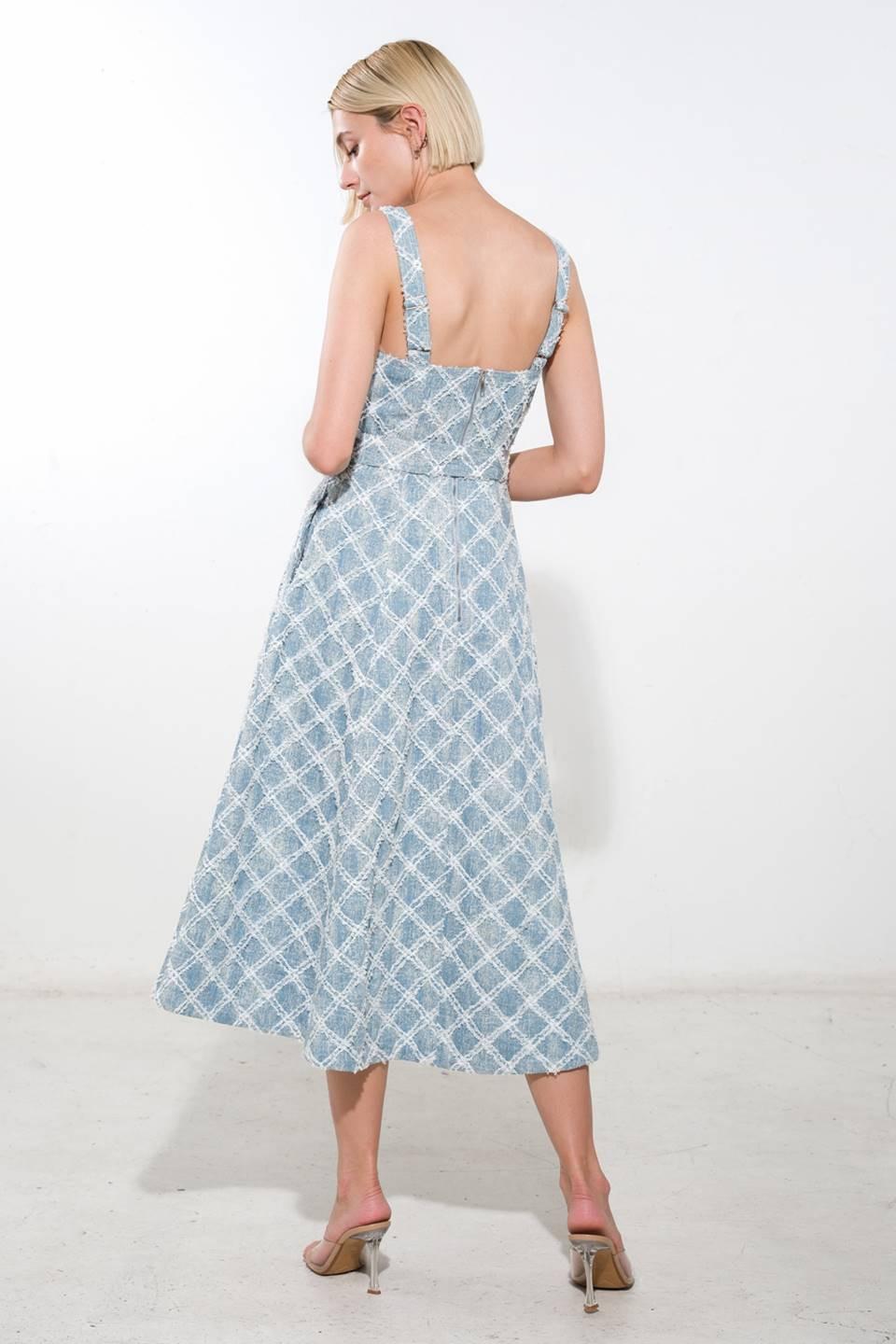 MADE TO BELIVE DENIM MIDI DRESS.