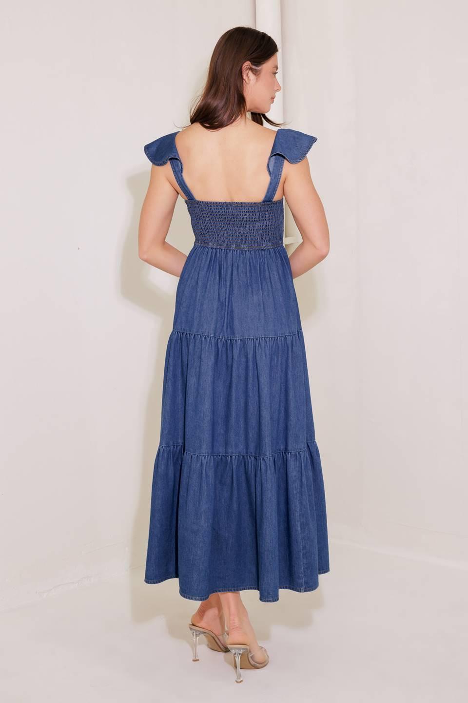 ONCE UPON A TIME DENIM BLUE MIDI DRESS.