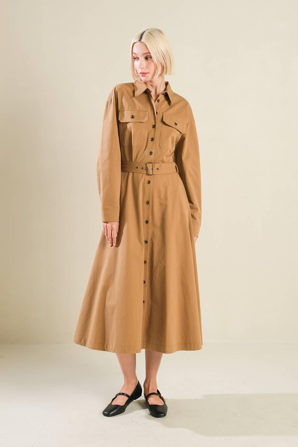CHARMING DECISION WOVEN MIDI DRESS.