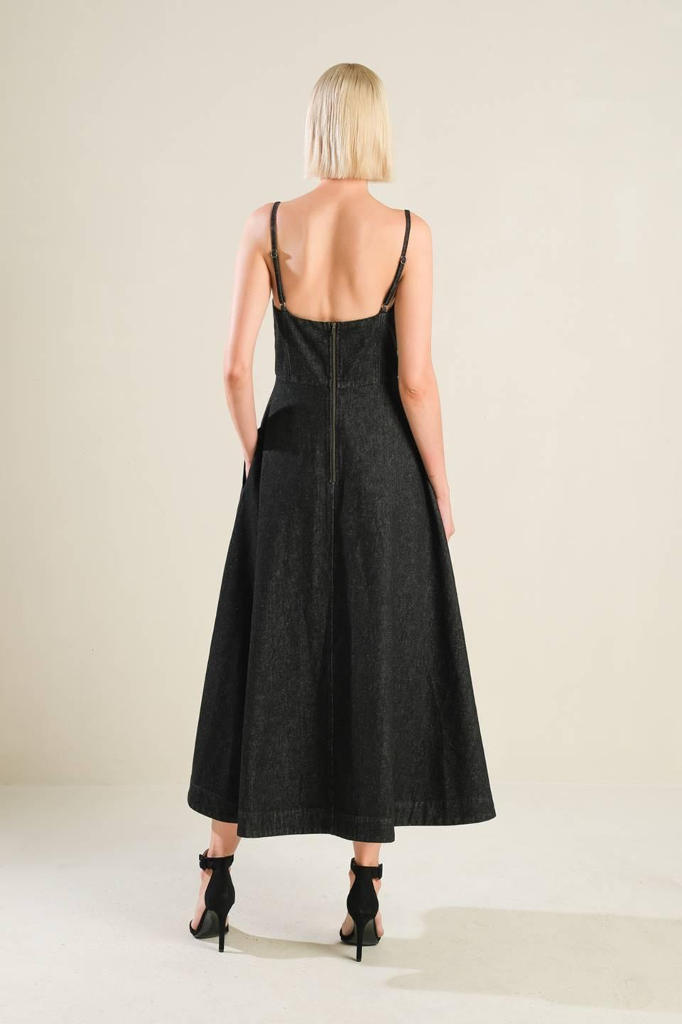 YOU ARE MY SUNSHINE DENIM MIDI DRESS.