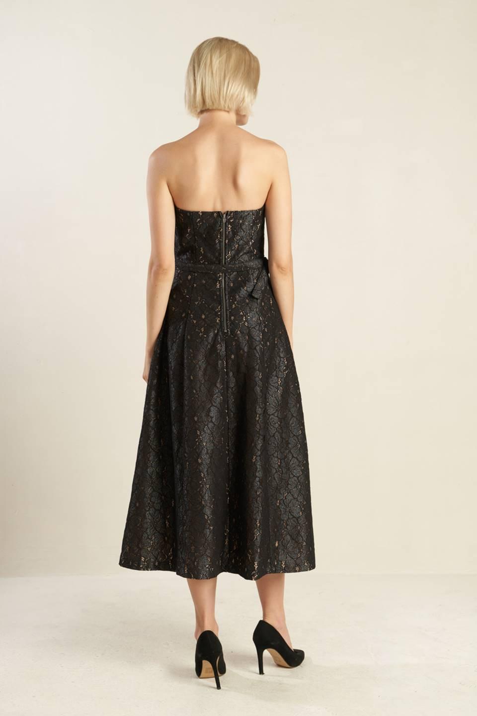 THE TRUTH IS WOVEN LACE MIDI DRESS.