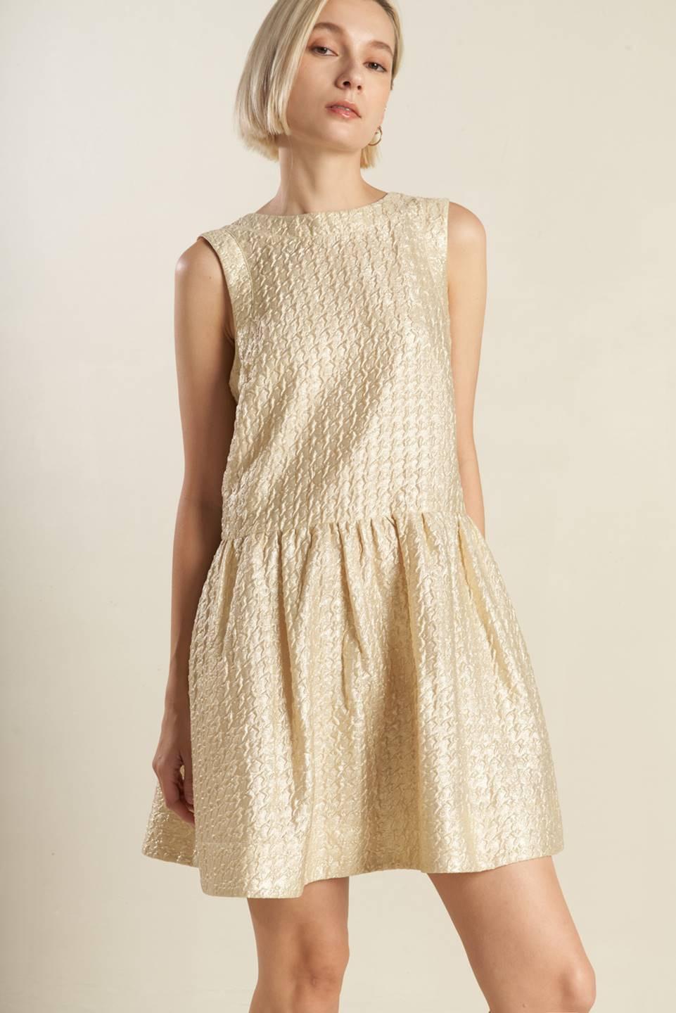 HORIZON HIDEAWAY WOVEN MINI DRESS.