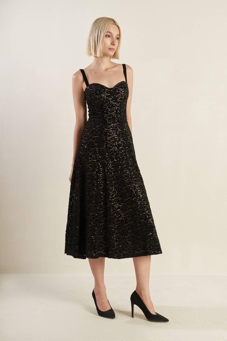 STAPLE MOMENT WOVEN LACE MIDI DRESS.