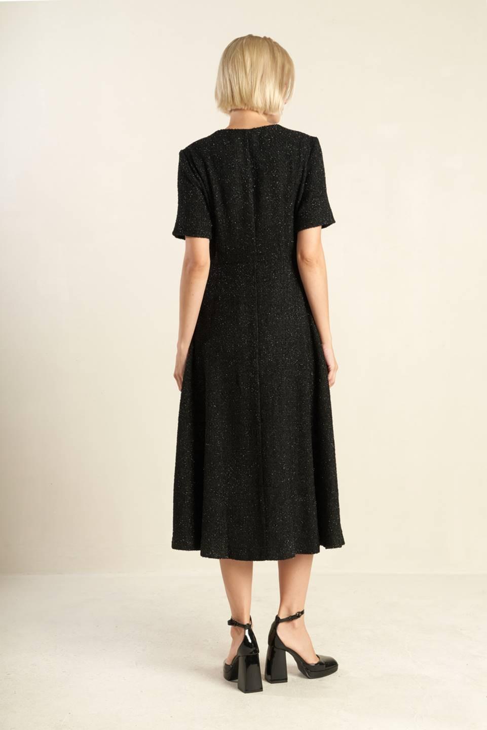 SOMETHING MORE TWEED WOVEN MIDI DRESS.