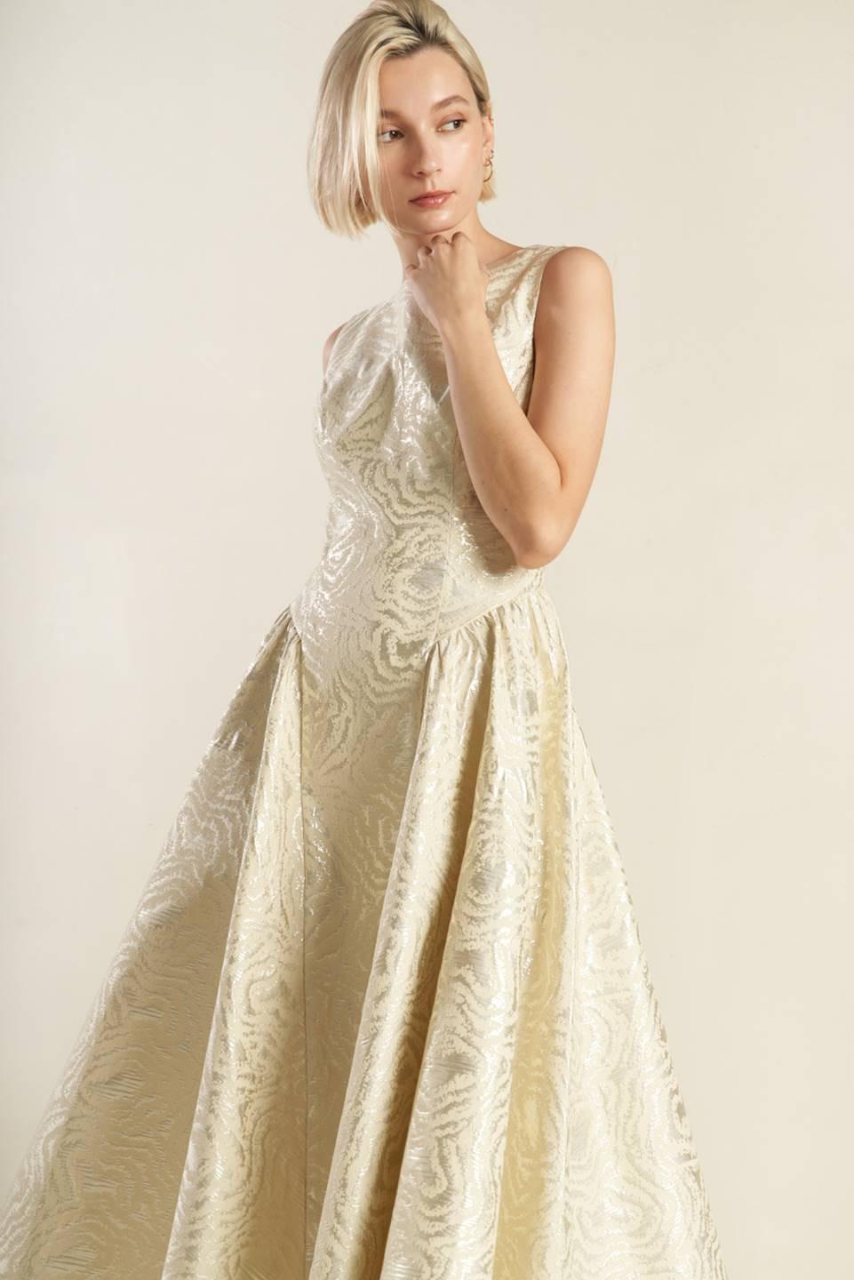 CHECK YOURSELF WOVEN MIDI DRESS.