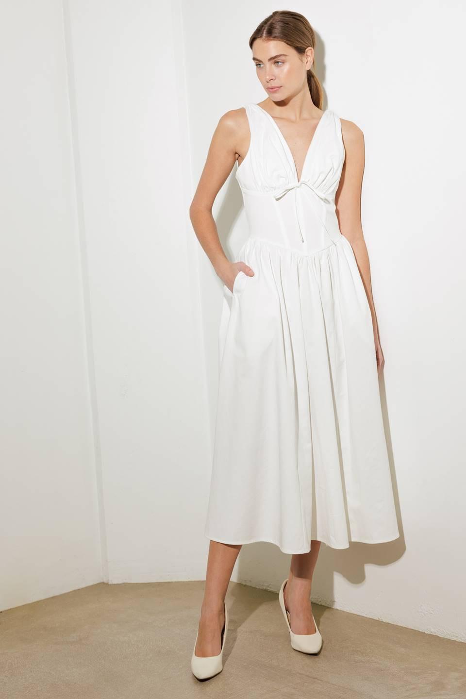 FANCIFUL ESCAPES WOVEN MIDI DRESS - Flying Tomato - DRESSES - Freemarket