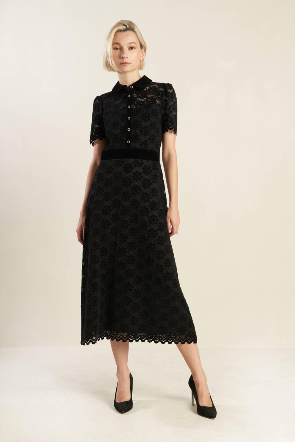 BOLD SYMPHONY WOVEN LACE MIDI DRESS l FLYING TOMATO – Flying Tomato