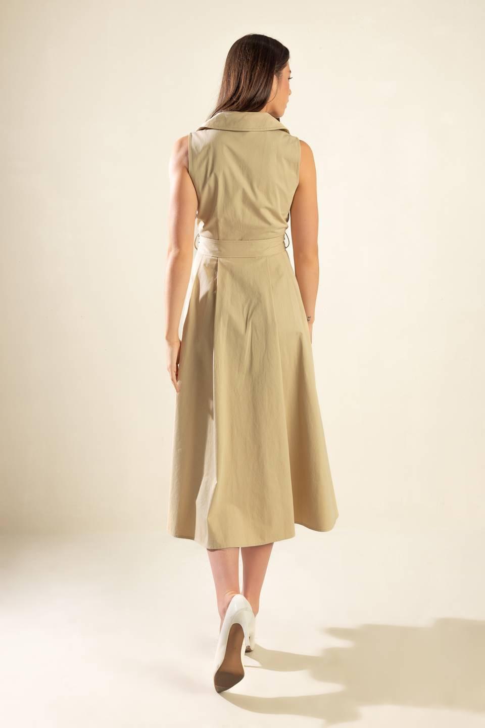 IDEAL APPROACH WOVEN MIDI DRESS.