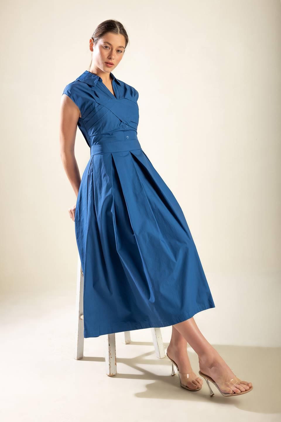 DREAMY IMPRESSION WOVEN MIDI DRESS.