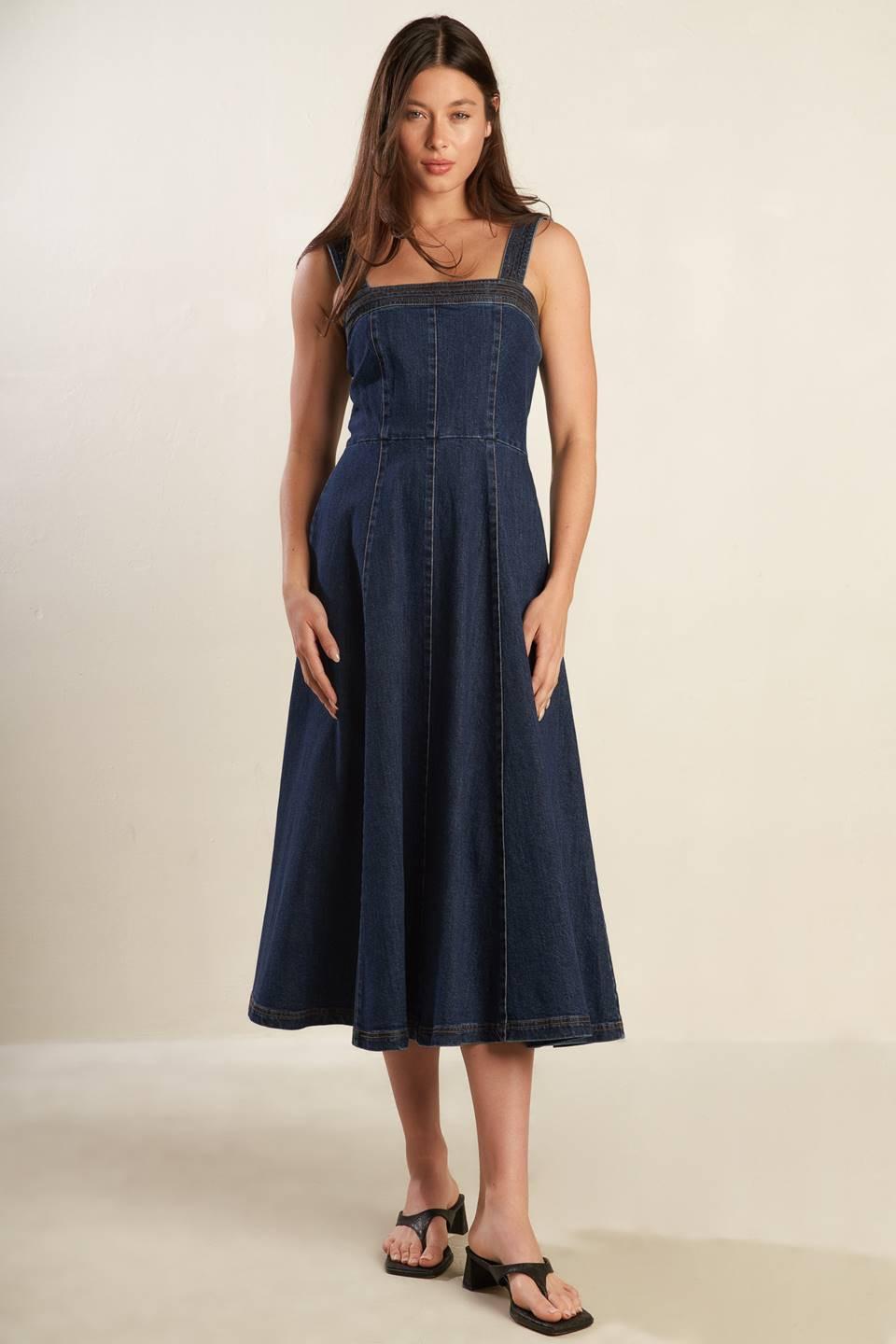white christmas dresses Gwenny Blue Denim Midi Dress L Flying Tomato Blue / S main image 1