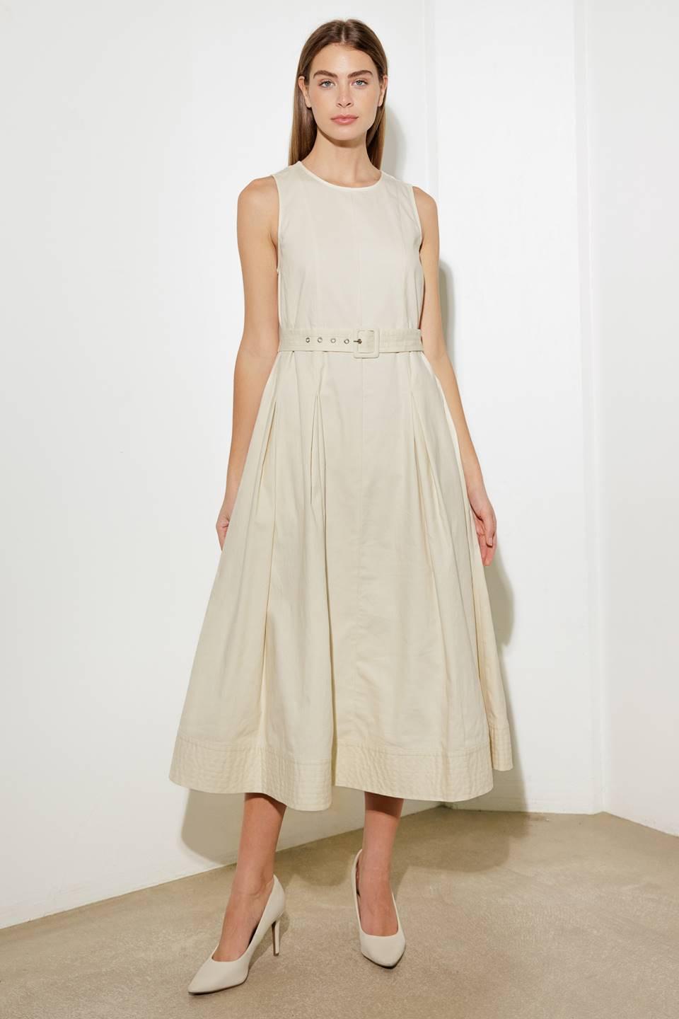 OVER THE WATERS WOVEN MIDI DRESS.