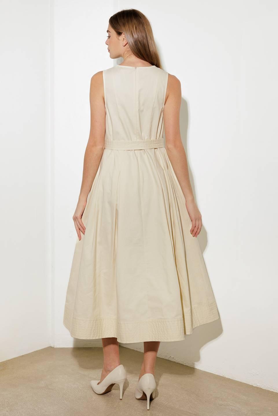 OVER THE WATERS WOVEN MIDI DRESS.