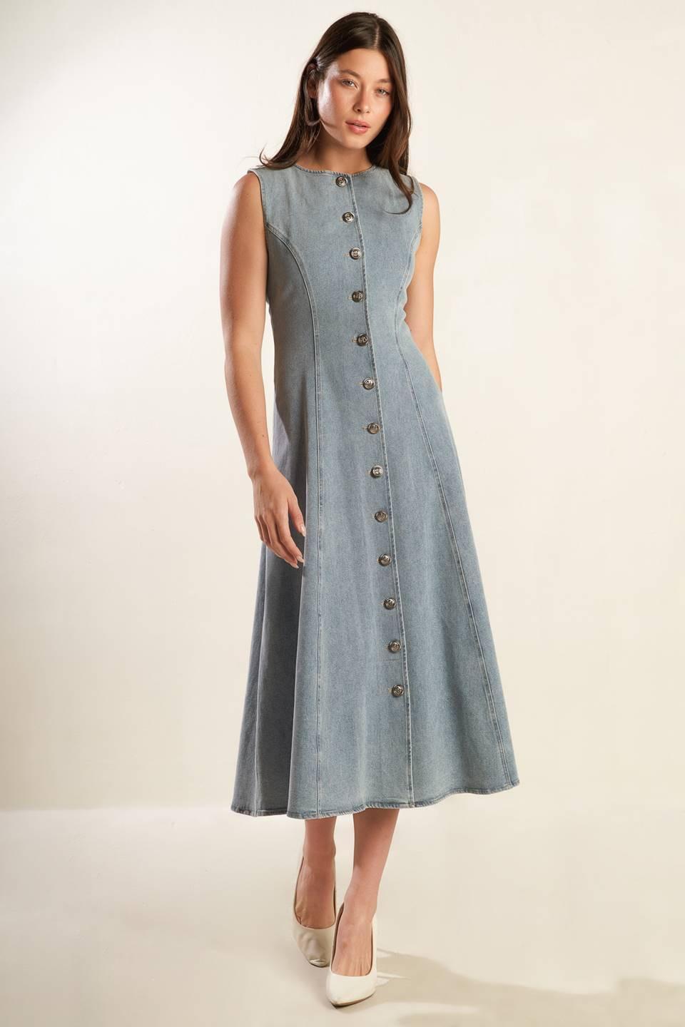 NAUTICAL & NICE DENIM MIDI DRESS.