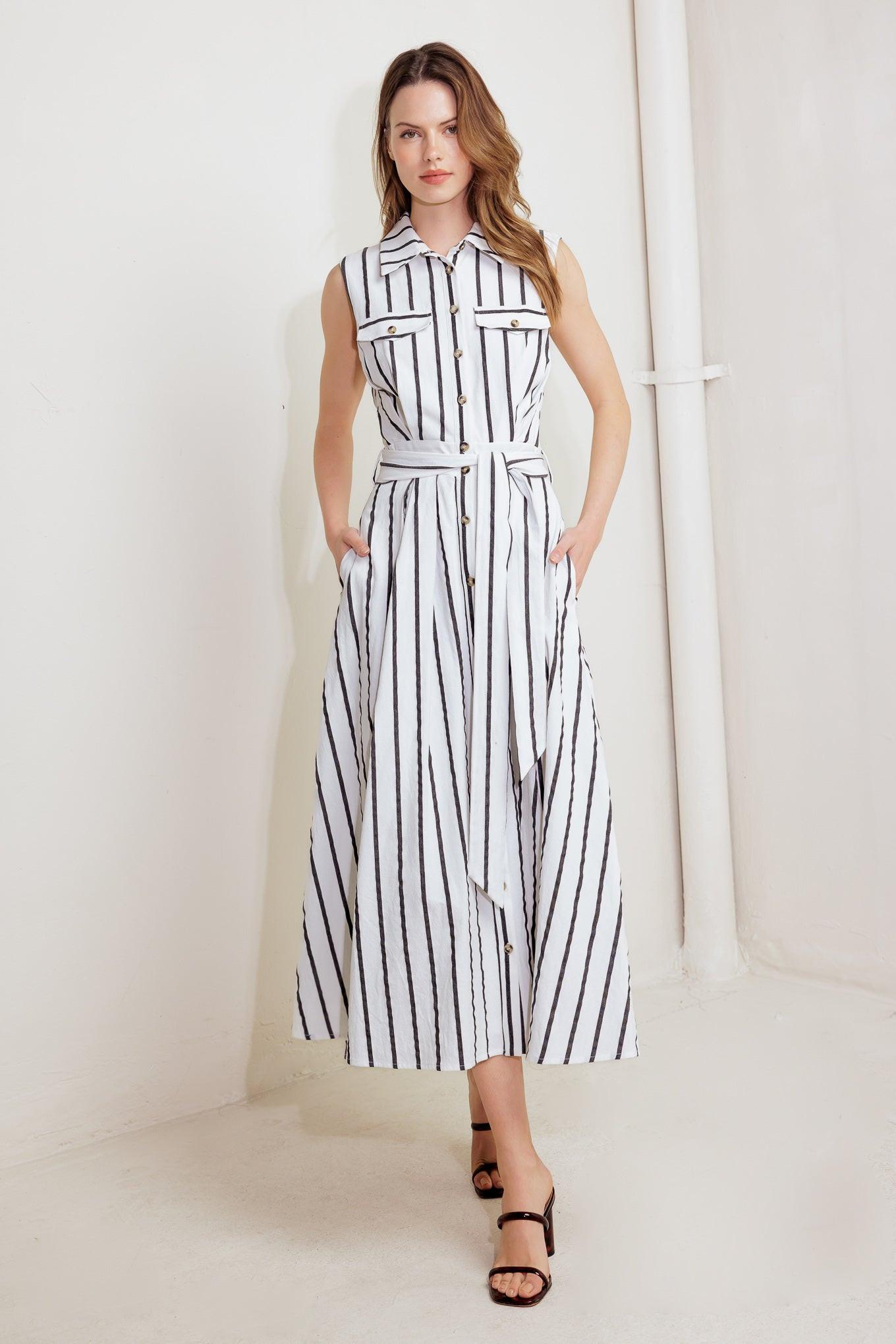 HUGS & VANILLA CLOUDS WOVEN MIDI DRESS.