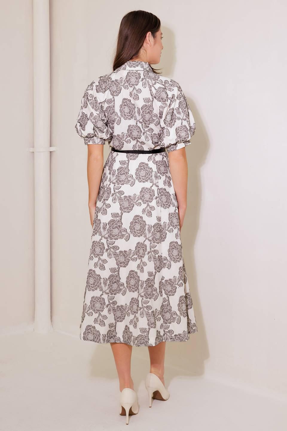 TIME AFTER TIME WOVEN MIDI DRESS.