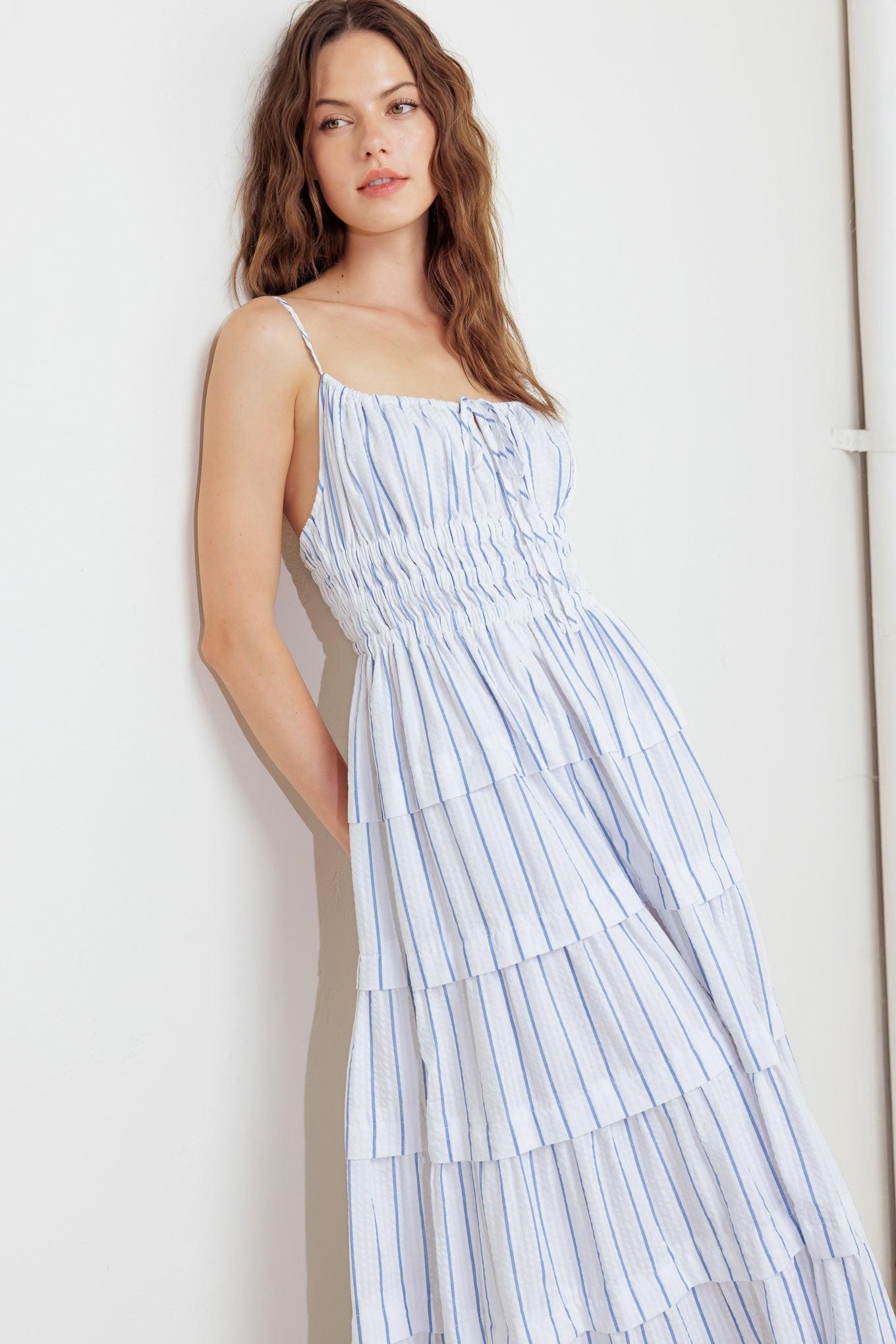BREEZE NOTE WOVEN MIDI DRESS.