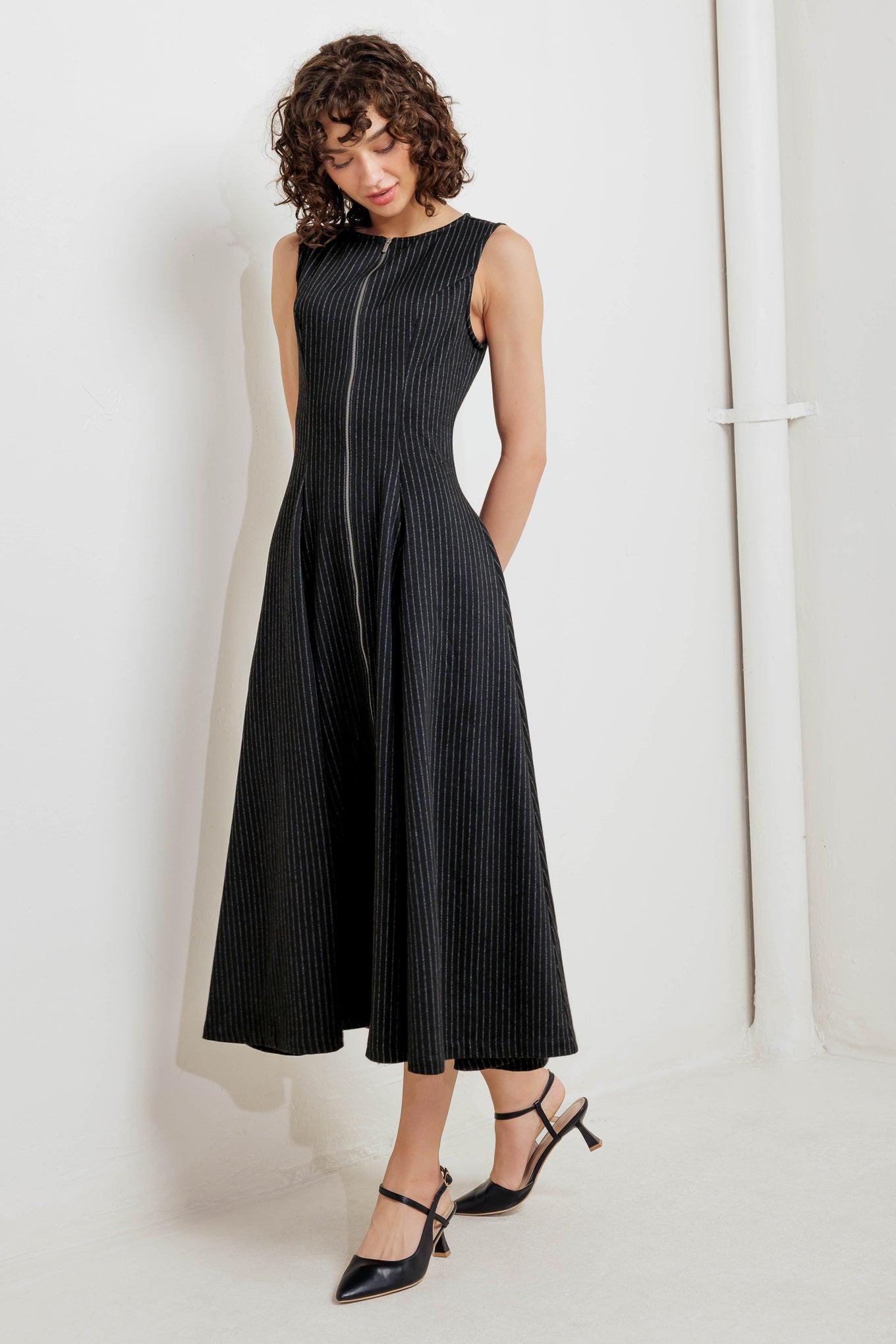 URBAN FRAME WOVEN MIDI DRESS.