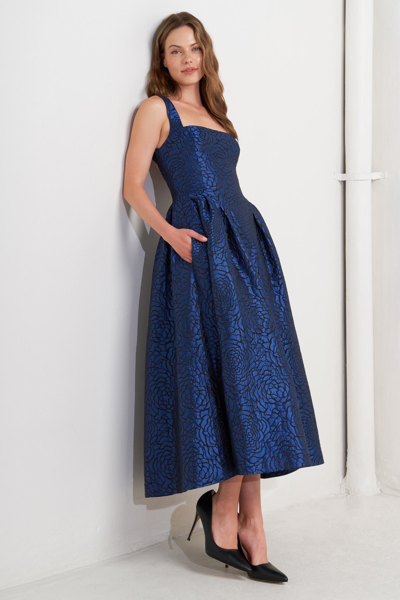 OPERA ROSE WOVEN MIDI DRESS