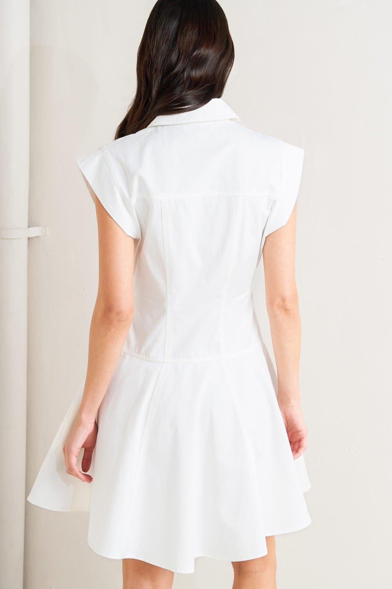 CONFIDENTLY YOURS WHITE WOVEN MINI DRESS.