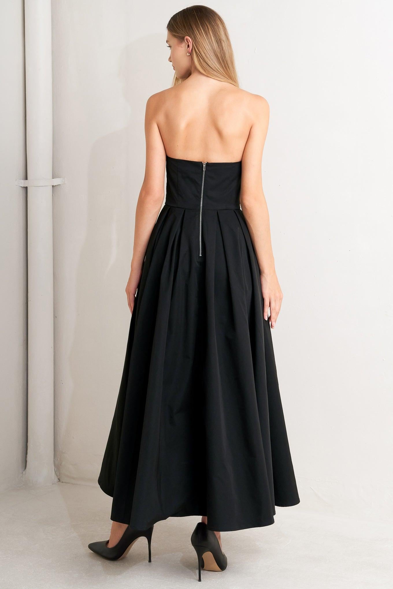 GALA NOIR WOVEN MIDI DRESS.
