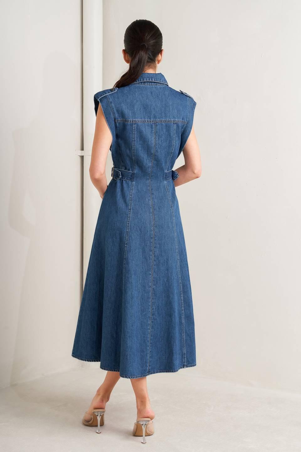 ICON VINTAGE DENIM MIDI DRESS.