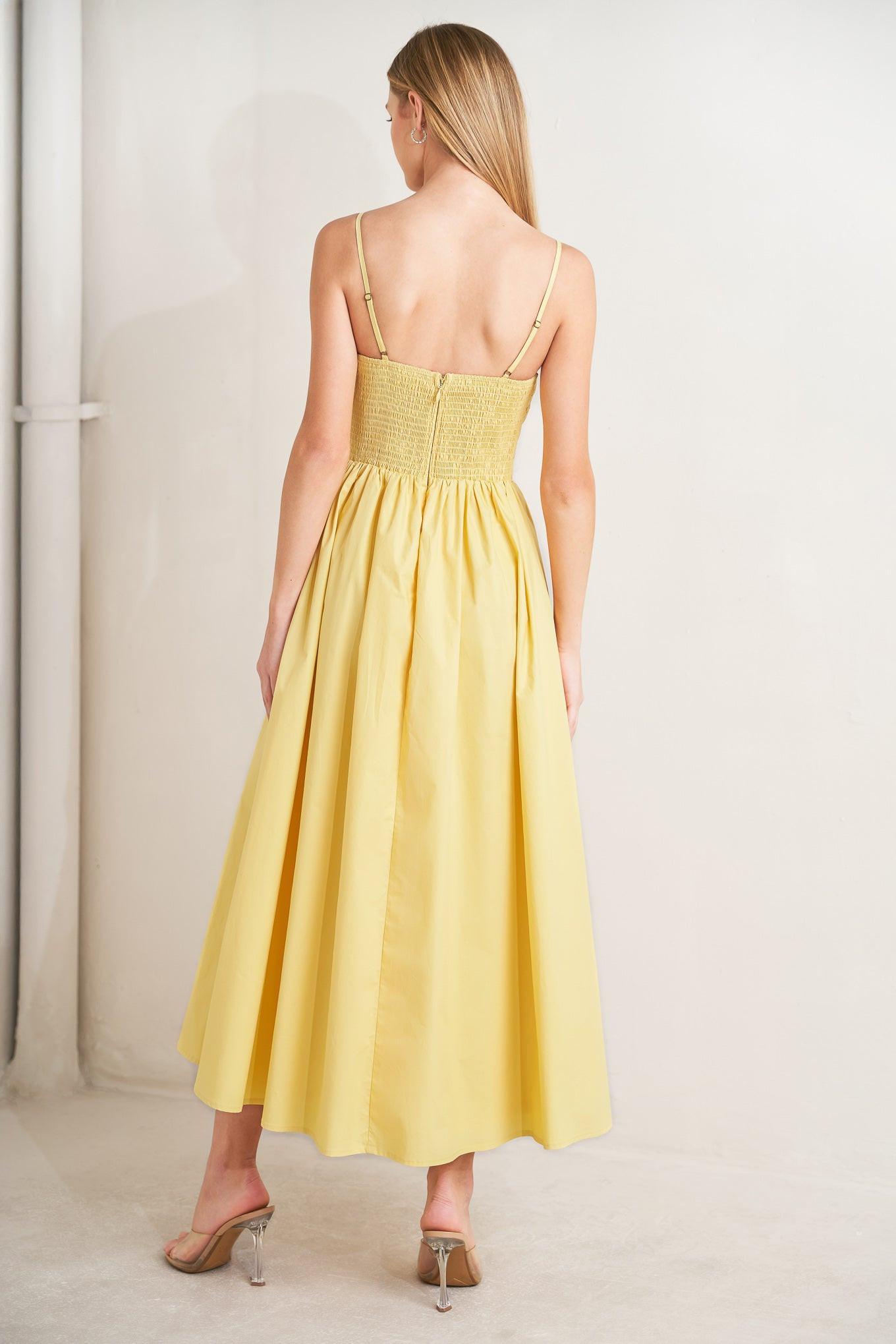 LEMON KISS WOVEN MIDI DRESS.