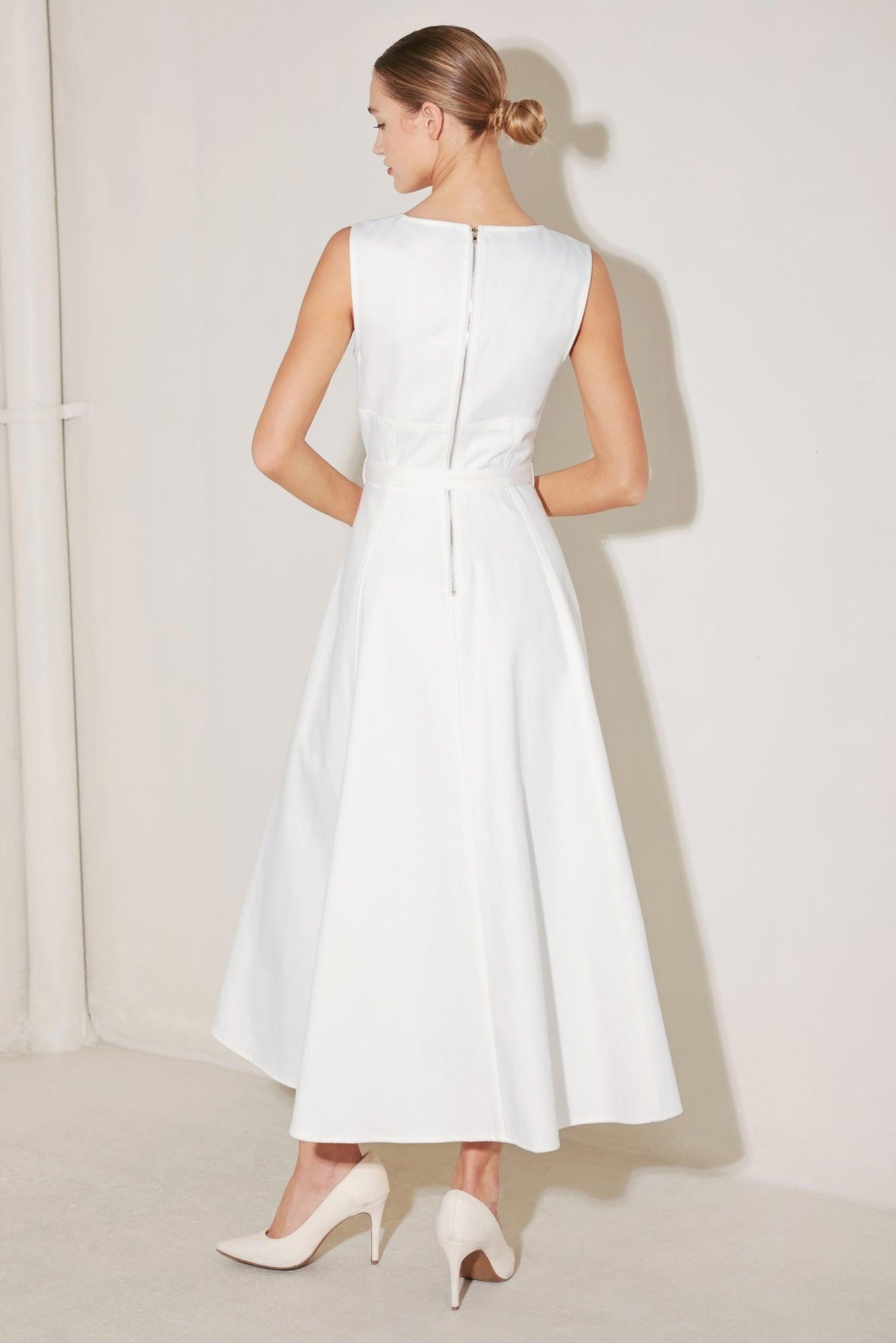 SUMMER SOCIAL WOVEN MIDI DRESS.