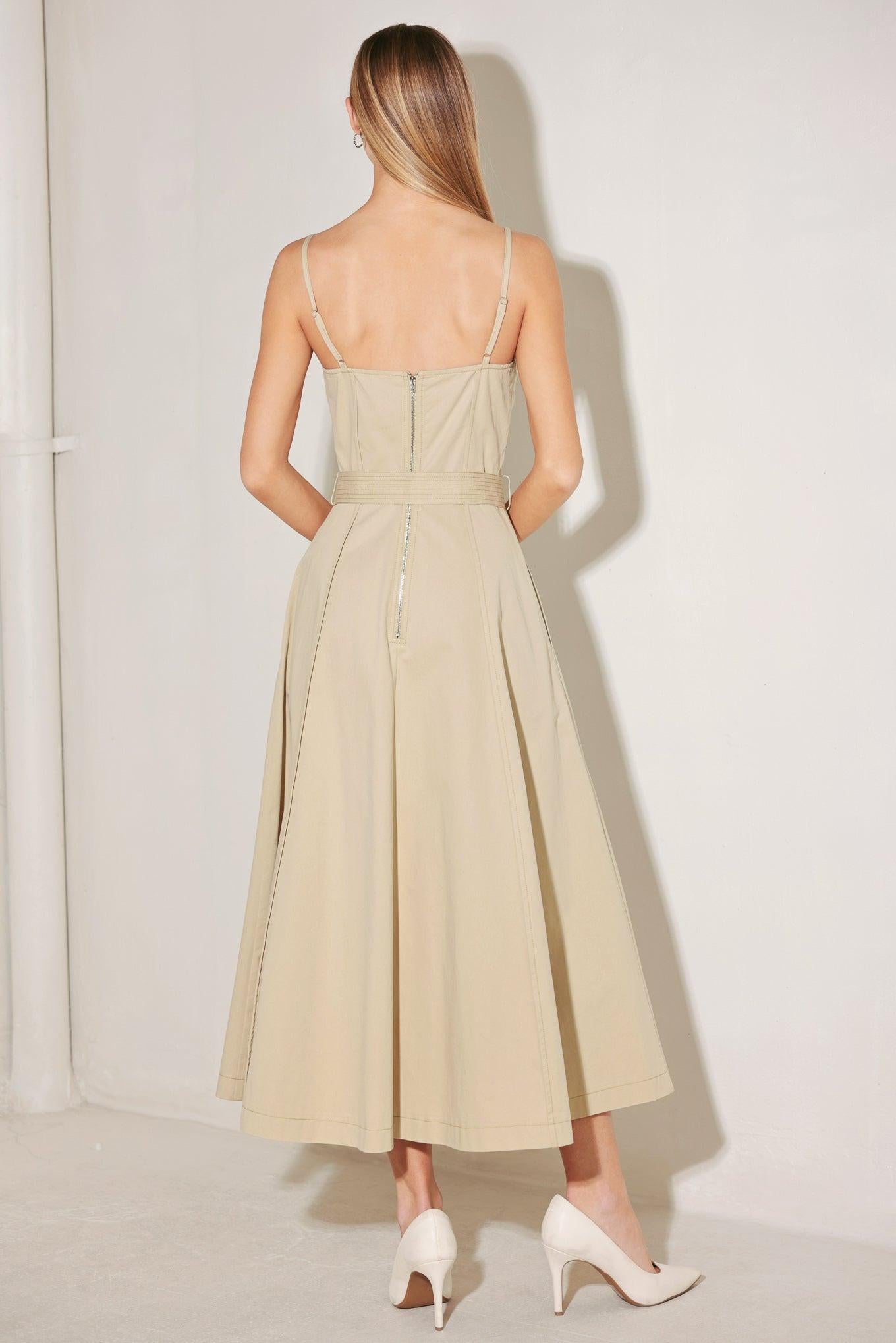 UNDERSTATED ICON WOVEN MIDI DRESS.