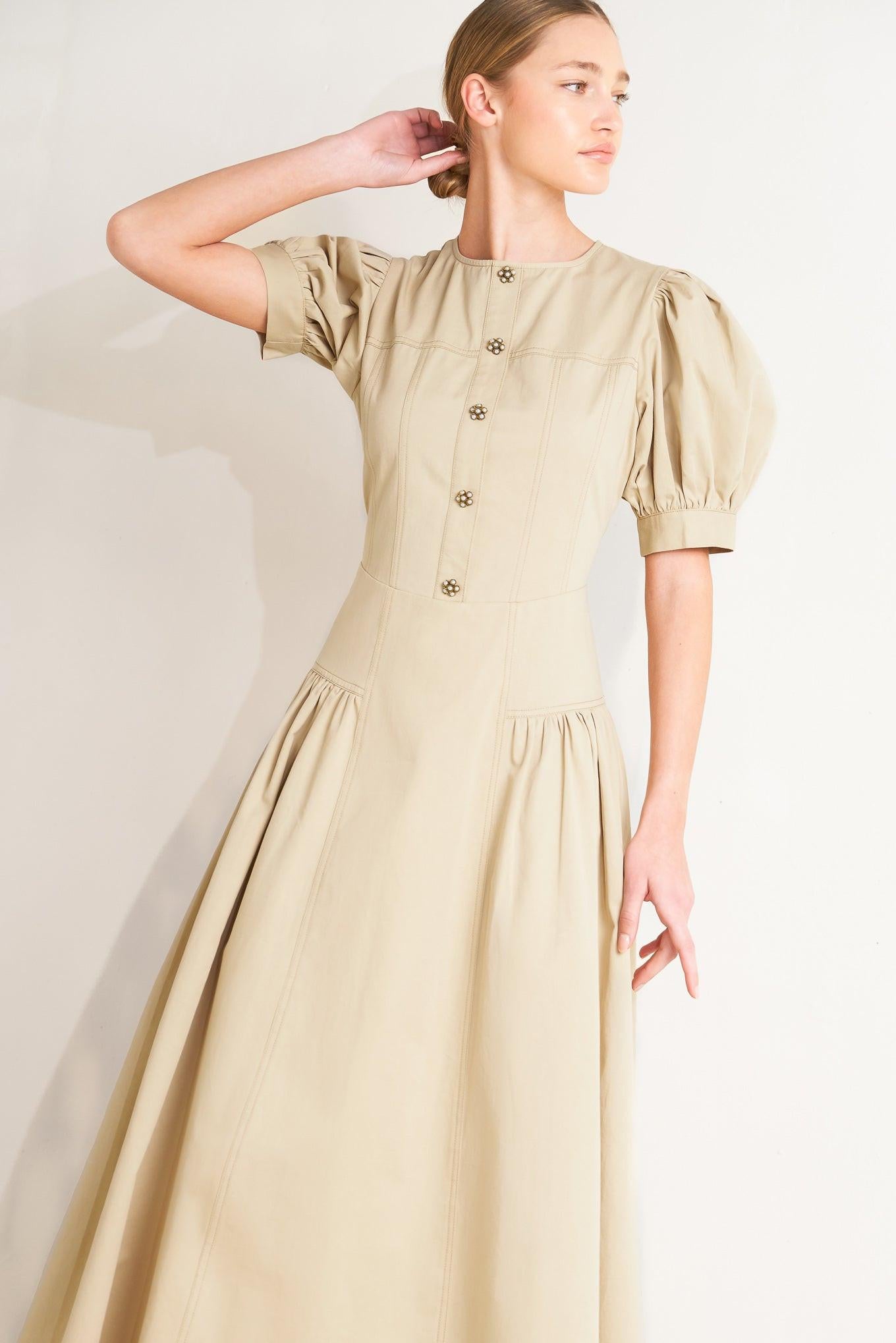 UNDERSTATED ICON WOVEN MIDI DRESS.