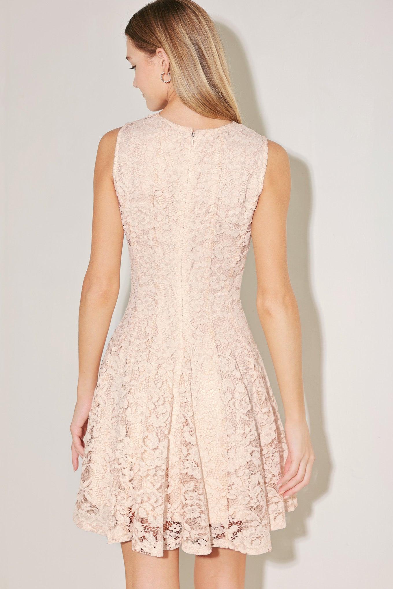 LOVE STORY WOVEN LACE MINI DRESS.