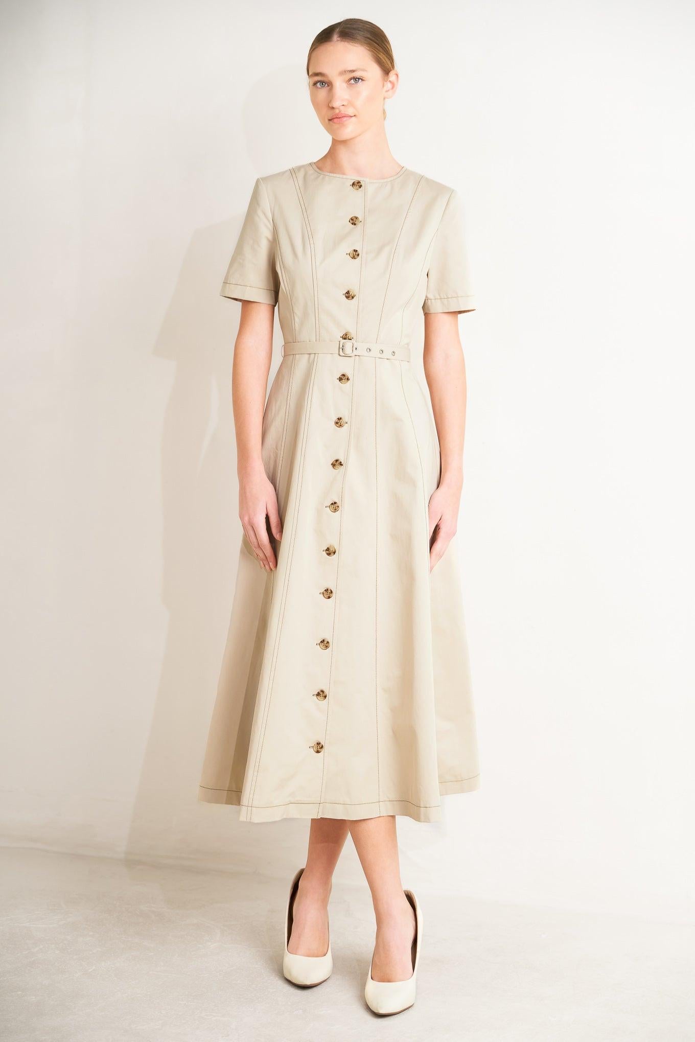 COMMAND THE ROOM WOVEN MIDI DRESS.