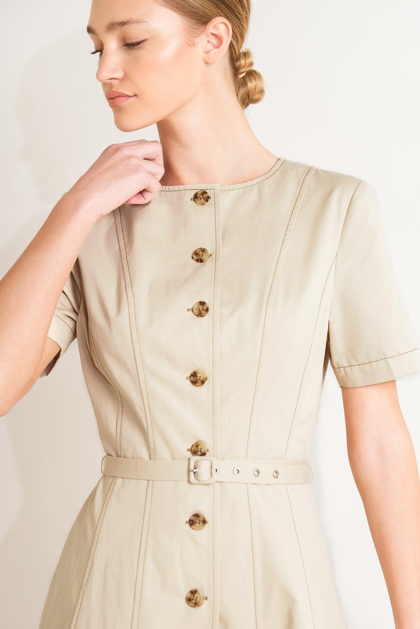COMMAND THE ROOM WOVEN MIDI DRESS.