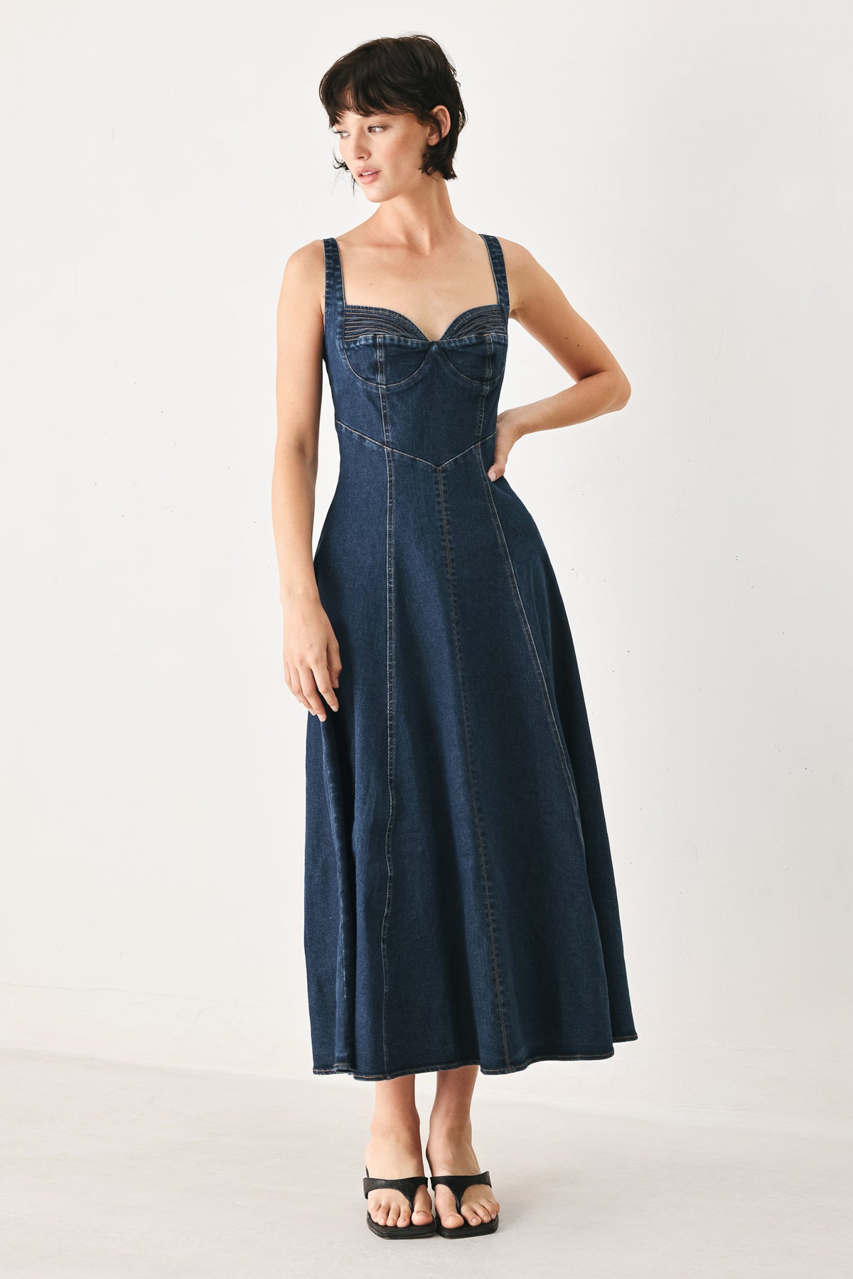 WESTERN CHARM DENIM MIDI DRESS l FLYING TOMATO – Flying Tomato