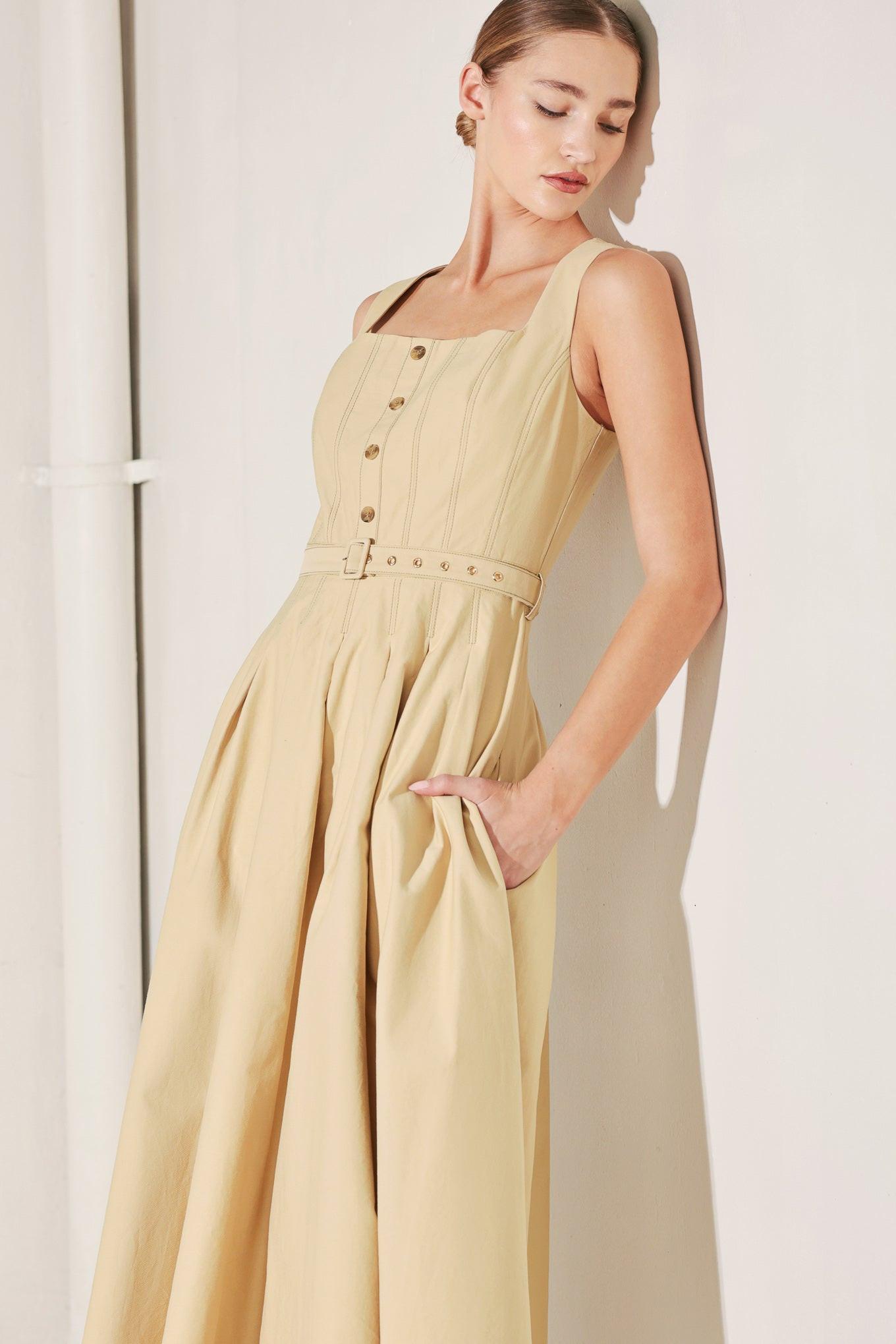 SAHARA GRACE WOVEN MIDI DRESS.