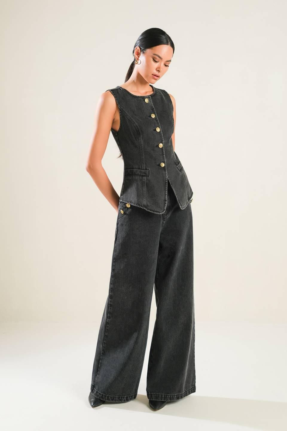 MYSTIC SANDS DENIM VEST.