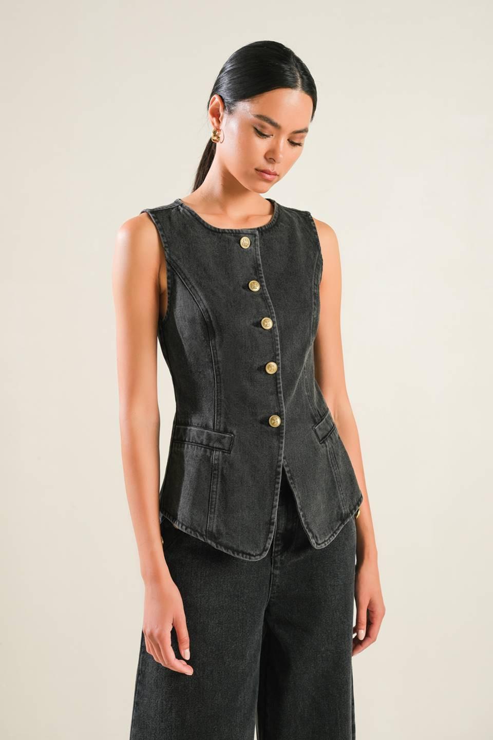MYSTIC SANDS DENIM VEST.