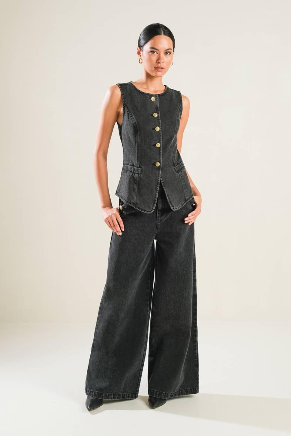 MYSTIC SANDS DENIM VEST.