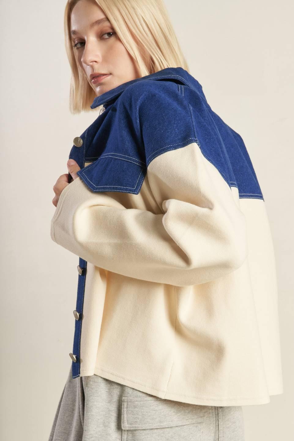 SWEET HARMONY DENIM COMBINATION JACKET.